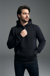 Kapüşonlu Regular Kalıp 3 İplik Şardonlu Kumaş Kanguru Cepli Sweatshirt
